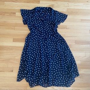 Navy Polkadot Wrap Dress